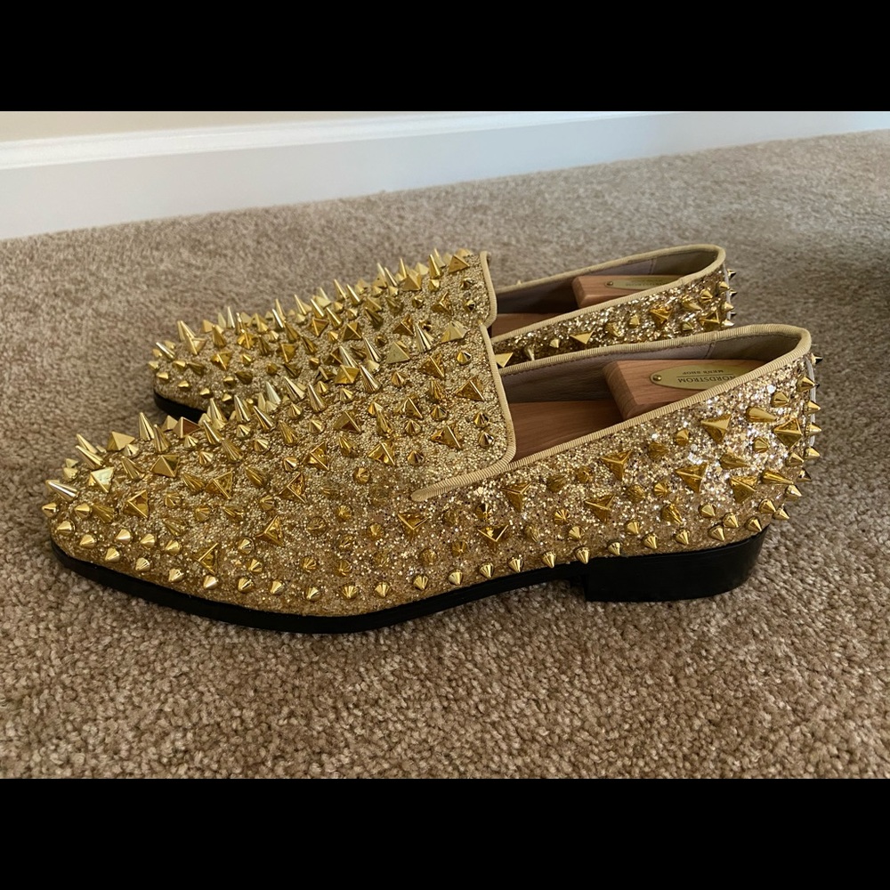 Never Worn Gold Spike Loafers